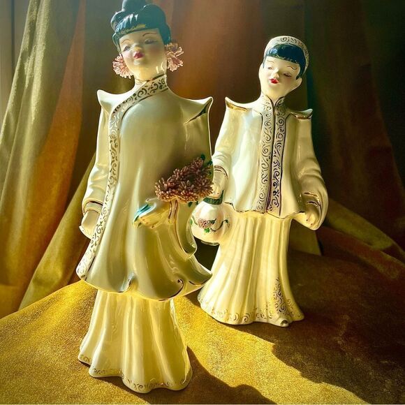 ♥️ Vintage Mid Century Florence Ceramics California Figurine Couple 8”T 3”W - Picture 15 of 15